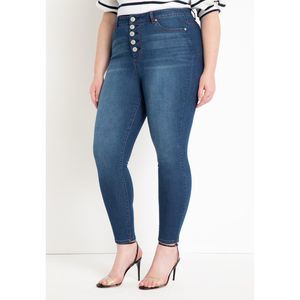 Eloquii Classic Fit Peach Lift Button Fly Skinny Jean